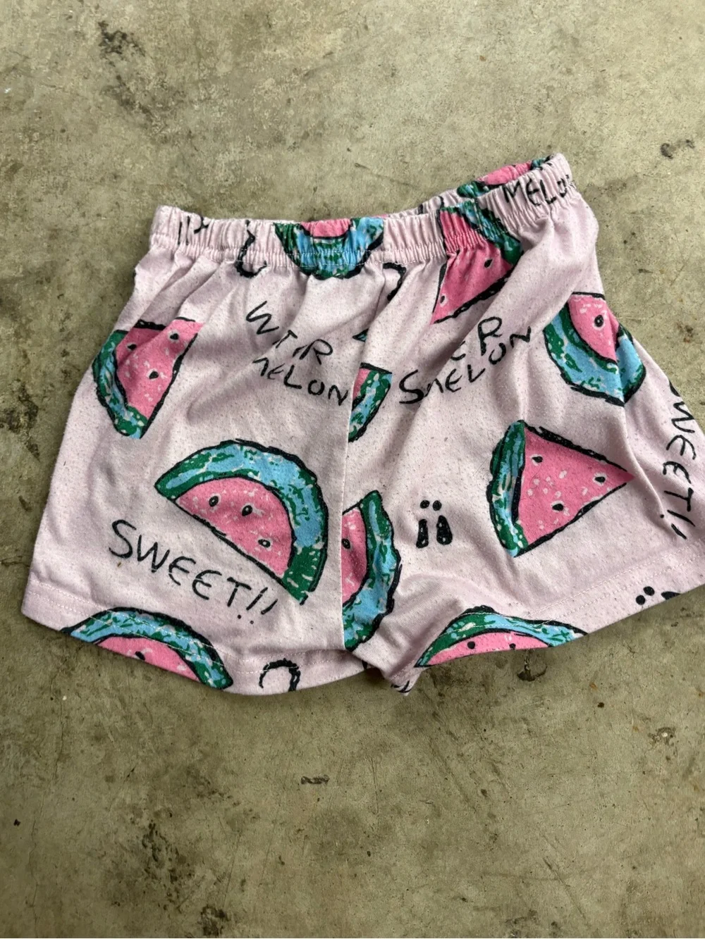 Girls Elastic Waist Graphic Shorts Pink Watermelon Fruit Theme Size 120 (6-7)